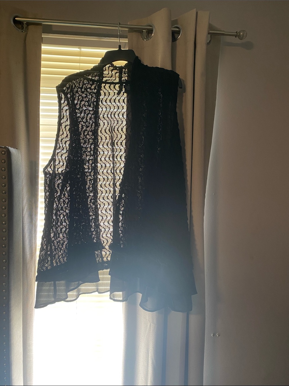 new directions Black Lace Swim Coverup Vest